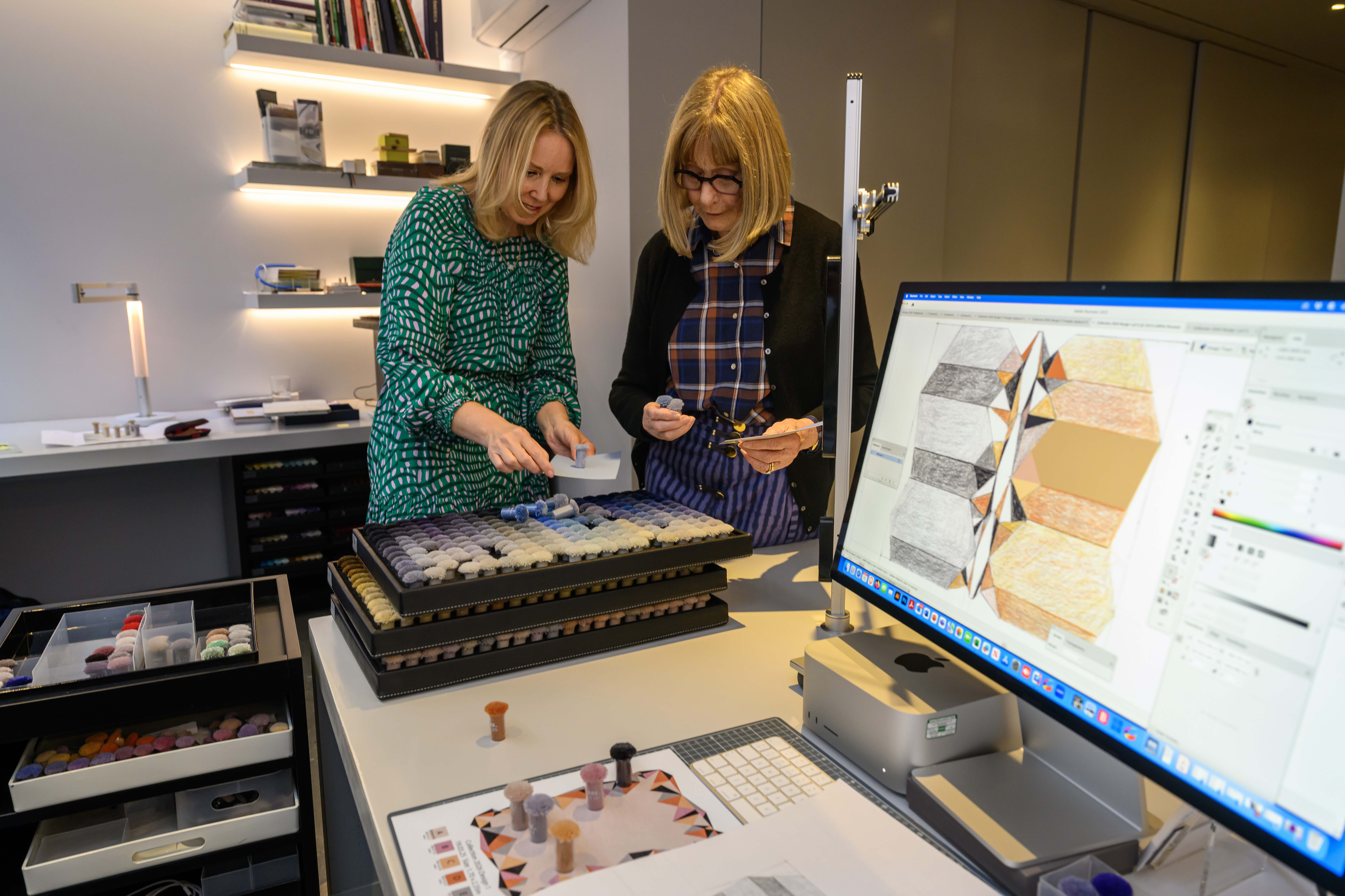 Deirdre Dyson at work with her longtime collaborator Design Technician Nichola Webb