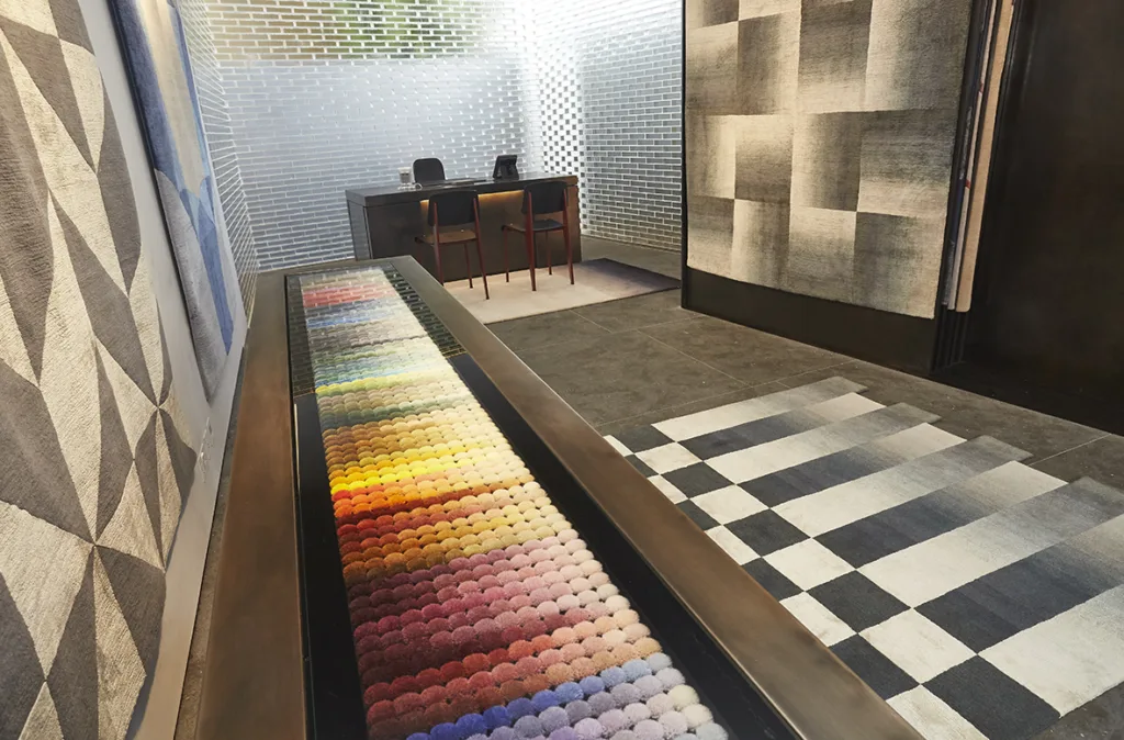 Interior of Deirdre Dyson's carpet gallery, 554 KIngs Road London SW6 2DZ