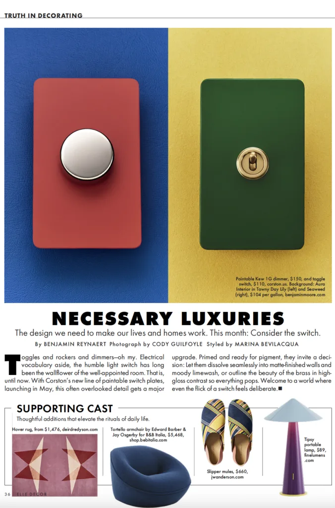 Deirdre Dyson's HOVER hand knotted rug in Elle Decor April 2026