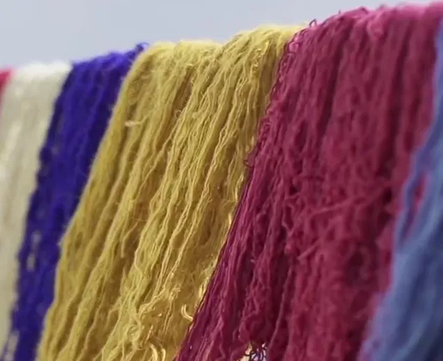Dyed yarn drying in the Nepalese sunshine ready to be handwoven into a Deirdre Dyson rug