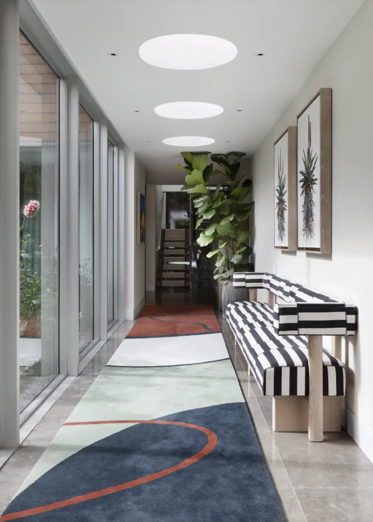 Deirdre Dyson GEO SPRING inspired rug for Studio Ashby. Photograph Alexander James for Studio Ashby/House and Gardens