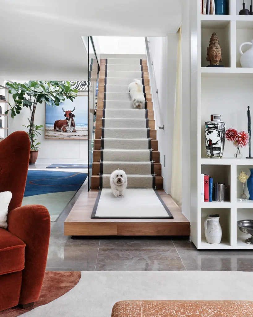 Tapis d'inspiration GEO SPRING de Deirdre Dyson pour Studio Ashby. Photographie Alexander James pour Studio Ashby/House and Gardens