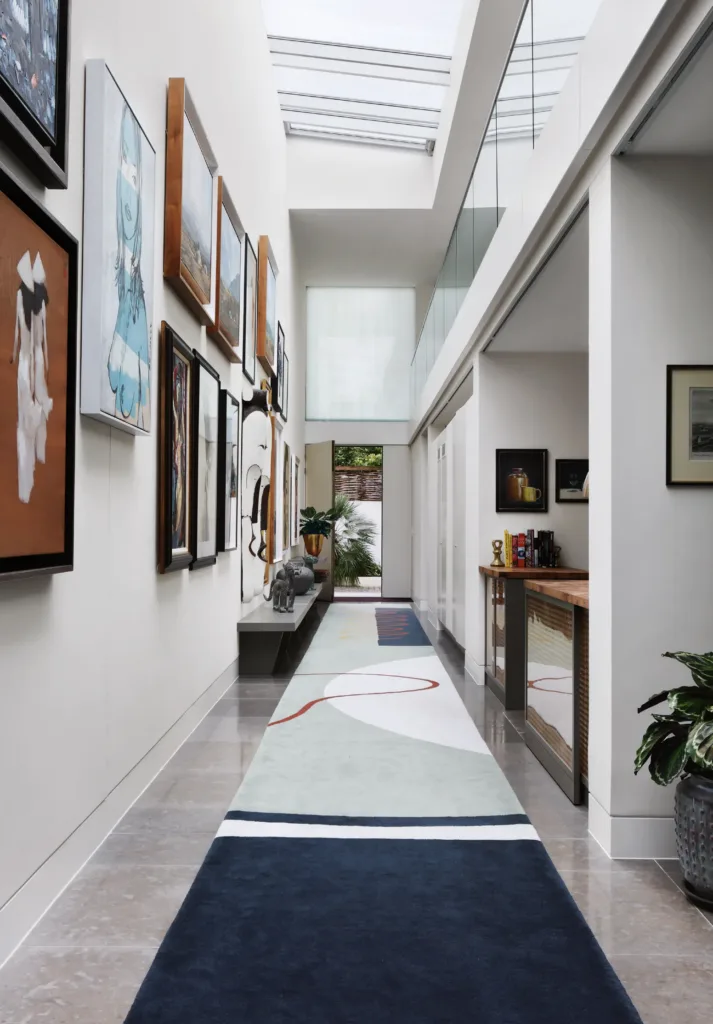 Deirdre Dyson GEO SPRING inspired rug for Studio Ashby. Photograph Alexander James for Studio Ashby/House and Gardens