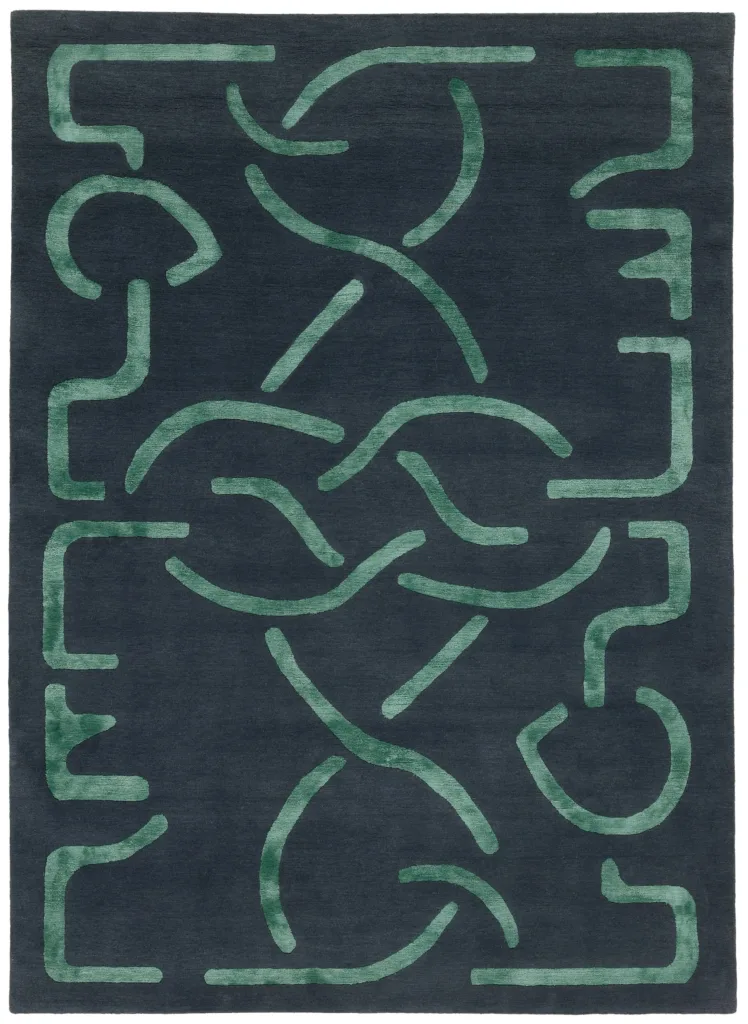 Deirdre Dyson SUHAILAH (green) hand knotted wool and silk rug