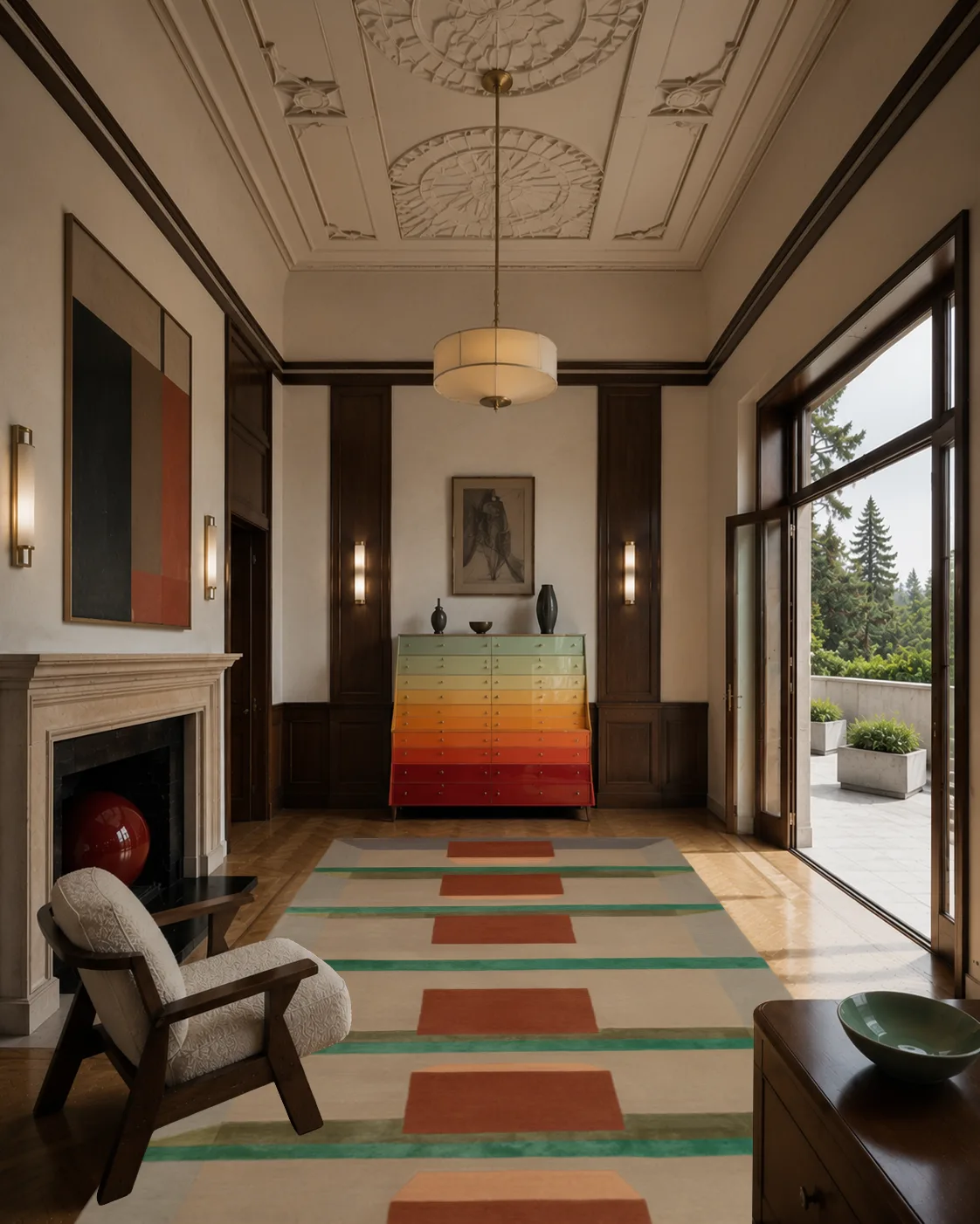 Creative Input – A.I. – Deirdre Dyson’s Hand knotted Carpets in Digital Roomscapes
